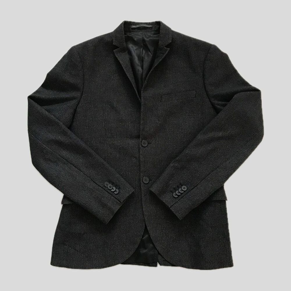 H&M Slim Fit Gray Neutral Tailored Blazer Jacket Mens Size 40R